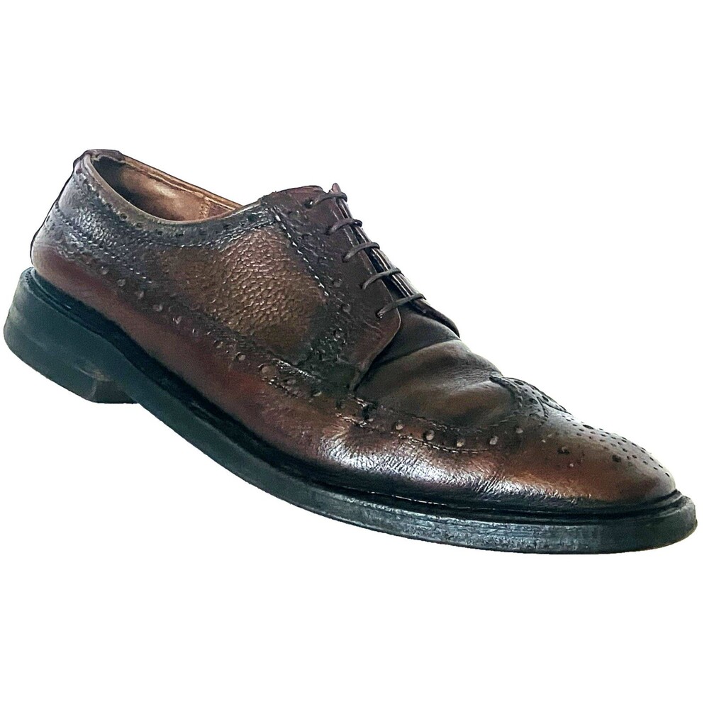 Goodyear Welt Vtg Wingtip Shoes Benchmade 457102 Brogue Derby Brown Leather 11